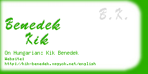 benedek kik business card